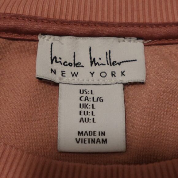 Nicole Miller New York Sweatshirt Women Large Rose Pink Velour Crew Neck - Picture 4 of 6